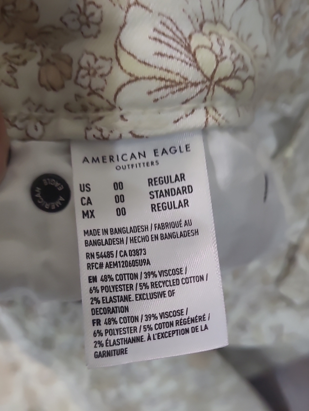 American Eagle Outfitters Floral Button-Up Top in Cream and Beige High Rize 00 - Picture 5 of 11
